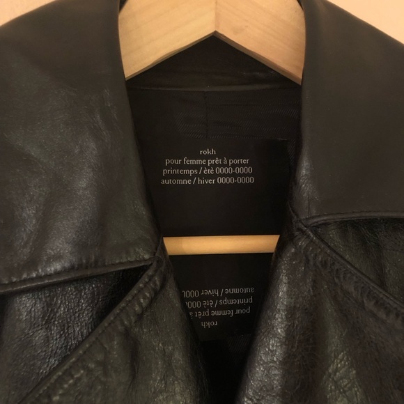 ROKH Leather Biker Jacket Oversized Boxy Silver Hardware Zipper Vents, FR 36 - Picture 3 of 8